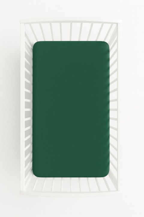 Prześcieradło jersey bawełna z gumką do łóżeczka 120x60cm - butelowa zieleń