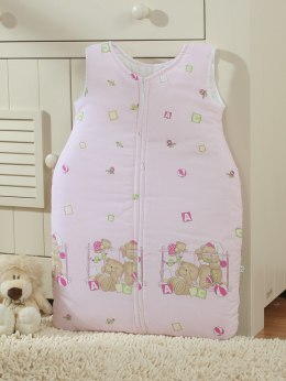 Śpiworek dla dzieci bawełniany M 6-12 mcy TOG 2.5 całoroczny misie w łóżeczku na różu