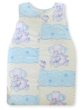 Śpiworek dla dzieci bawełniany M 6-12 mcy TOG 2.5 całoroczny niebieskie słoniki