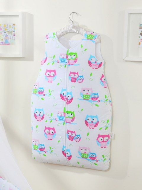 Śpiworek dla dzieci bawełniany M 6-12 mcy TOG 2.5 całoroczny sowy na bieli