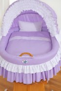 Wiklinowy kosz Mojżesza ze składaną budką Bellamy - naturalny + fioletowa pościel