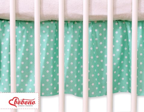 Falbanka maskująca 120x60cm- Wiszące serduszka białe grochy na miętowym