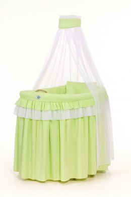 Obszycie 4-cz do kosza Mojżesza wiklinowego ze baldachimem Little Princess -zielone