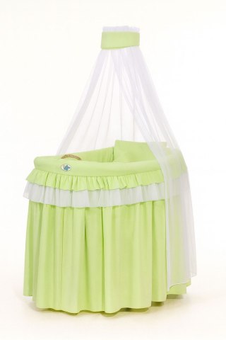 Obszycie 4-cz do kosza Mojżesza wiklinowego ze baldachimem Little Princess -zielone