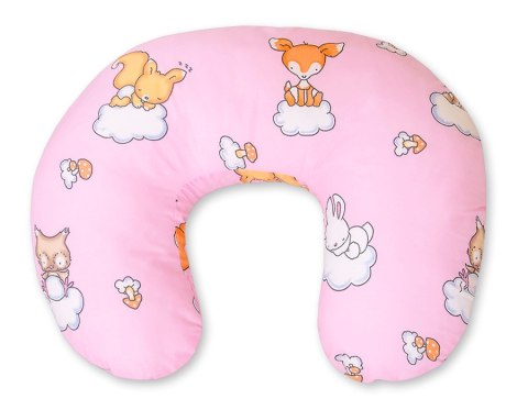 Poduszka rogal do karmienia fasolka + zdejmowana poszewka - leśne zwierzątka różowe