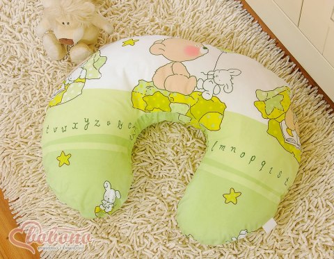Poduszka rogal do karmienia fasolka + zdejmowana poszewka - miś z balonikiem zielony