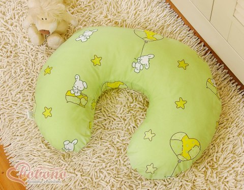 Poduszka rogal do karmienia fasolka + zdejmowana poszewka - miś z balonikiem zielony