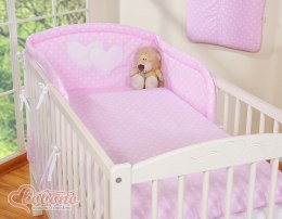 Pościel 2-cz 120x90 - Serduszka białe grochy na różowym