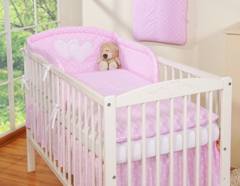 Pościel 2-cz 120x90 - Serduszka białe grochy na różowym