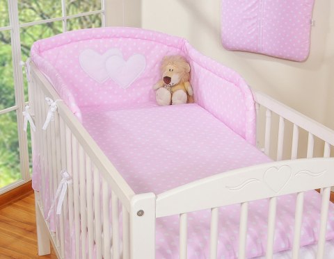 Pościel 2-cz 120x90 - Serduszka białe grochy na różowym