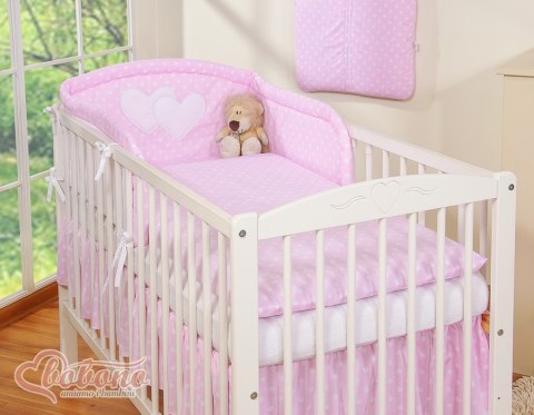 Pościel 2-cz 120x90 - Serduszka białe grochy na różowym