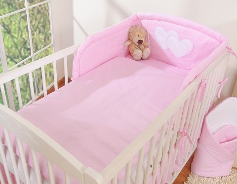 Pościel 2-cz 120x90 - Serduszka paseczki różowe