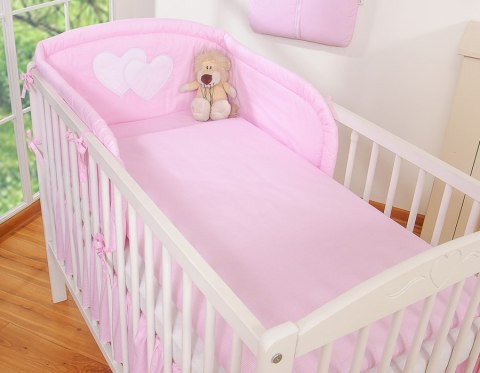 Pościel 2-cz 120x90 - Serduszka paseczki różowe