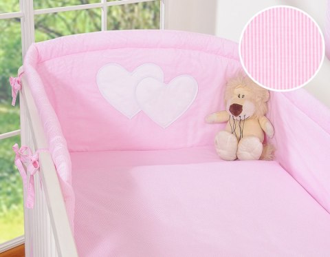 Pościel 2-cz 120x90 - Serduszka paseczki różowe
