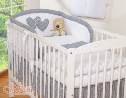 Pościel 3-cz 120x90 Serduszka - pepitka czarna