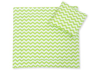 Pościel do wózka z wypełnieniem kołderka i poduszka - Chevron zielony