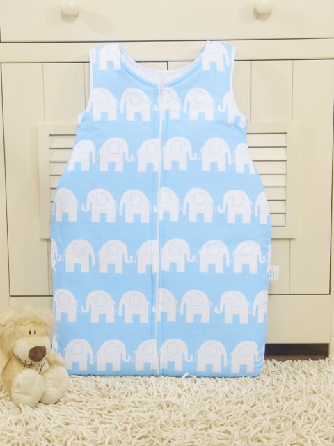 Śpiworek dla dzieci bawełniany M 6-12 mcy TOG 2.5 całoroczny ocieplany słonie niebieskie