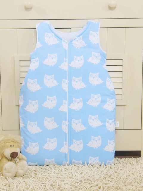Śpiworek dla dzieci bawełniany M 6-12 mcy TOG 2.5 całoroczny ocieplany sowy niebieskie