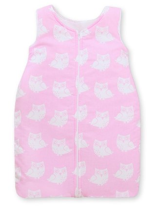 Śpiworek dla dzieci bawełniany M 6-12 mcy TOG 2.5 całoroczny ocieplany sowy różowe