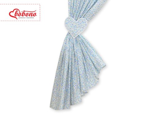 Zasłonki do pokoju dziecięcego- Wiszące serduszka łączka niebieska