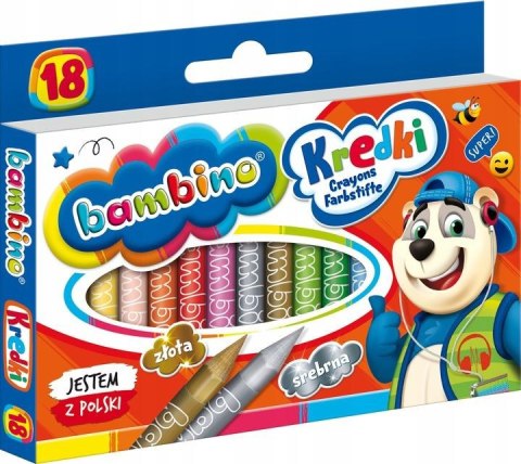 Bambino Kredki Z Glinki Kaolinowej 18 Kolorów Zestaw 0201