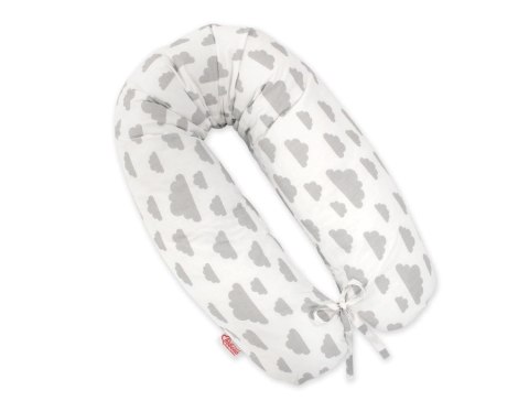 Bawełniana poszewka do poduszki ciążowej Longer - Chmurki szare