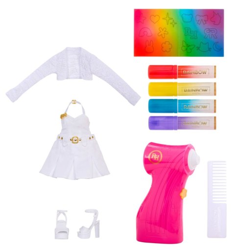 543367-EUC Rainbow High Air Brush & Create Fashion Dolls - Grey Eyes