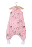 Śpiworek dla dzieci z nogawkami bawełniany ocieplany L 9-24 mcy TOG 2.5 - sówki różowe