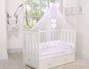 Drewniane łóżeczko dla niemowląt 120x60cm Lorenzo III białe, z osłonkami gryzakami