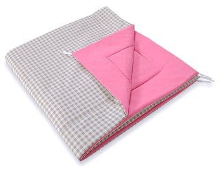 Namiot TIPI dla dzieci +mata + zawieszki pióra - Kratka szara z różem