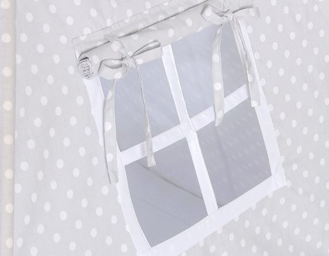 Namiot Tipi dla dzieci+ zawieszki pióra - Białe grochy na szarym