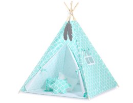 Namiot Tipi dla dzieci+ zawieszki pióra - Maroko miętowe