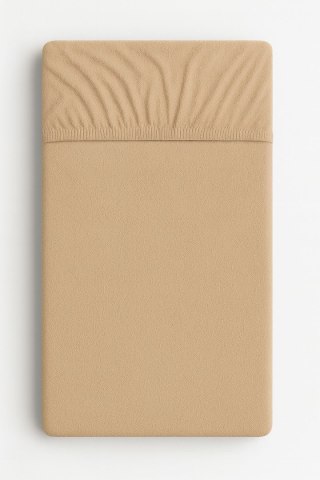 Prześcieradło frotte z gumką do łóżeczka 120x60cm - jasno brązowe