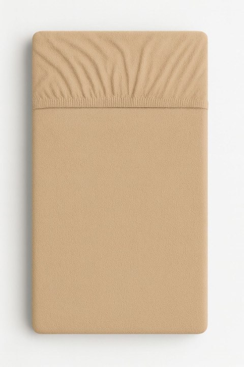 Prześcieradło frotte z gumką do łóżeczka 120x60cm - jasno brązowe