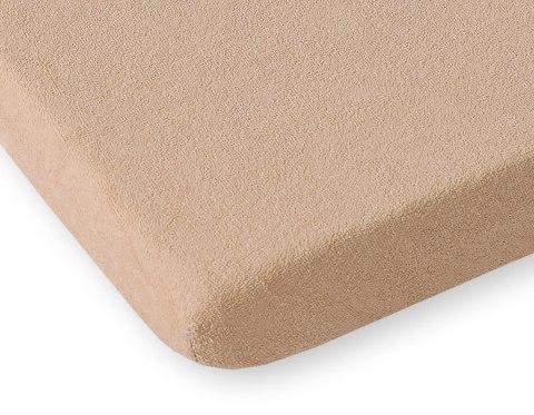 Prześcieradło frotte z gumką do łóżeczka 120x60cm - jasno brązowe