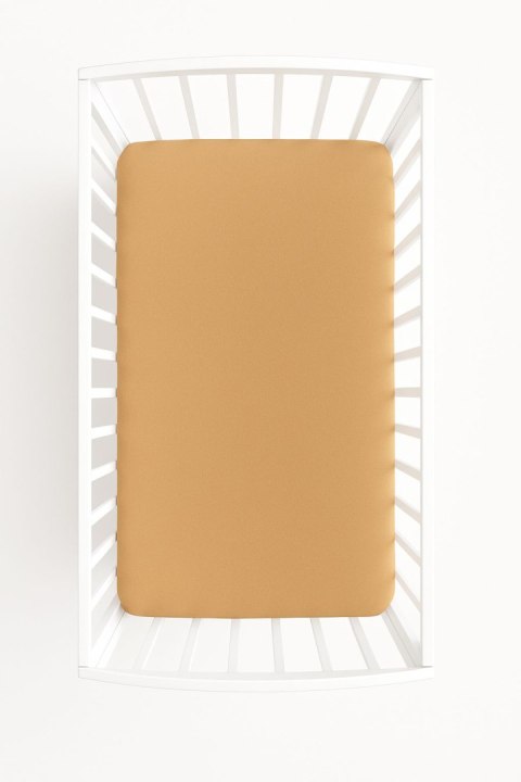 Prześcieradło frotte z gumką do łóżeczka 120x60cm - jasno brązowe