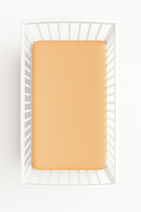 Prześcieradło frotte z gumką do łóżeczka 140x70cm - brzoskwiniowe