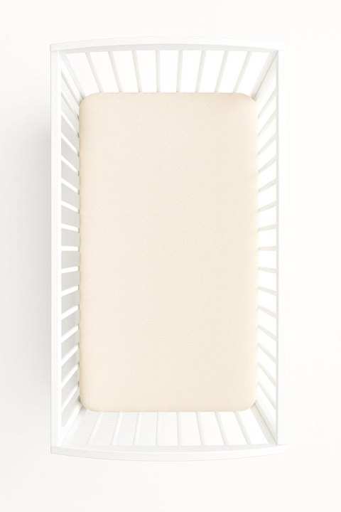 Prześcieradło frotte z gumką do łóżeczka 140x70cm - kremowe