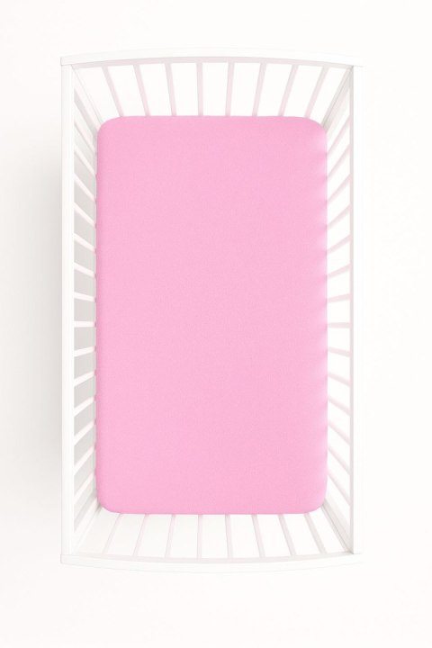 Prześcieradło frotte z gumką do łóżeczka 140x70cm - różowe