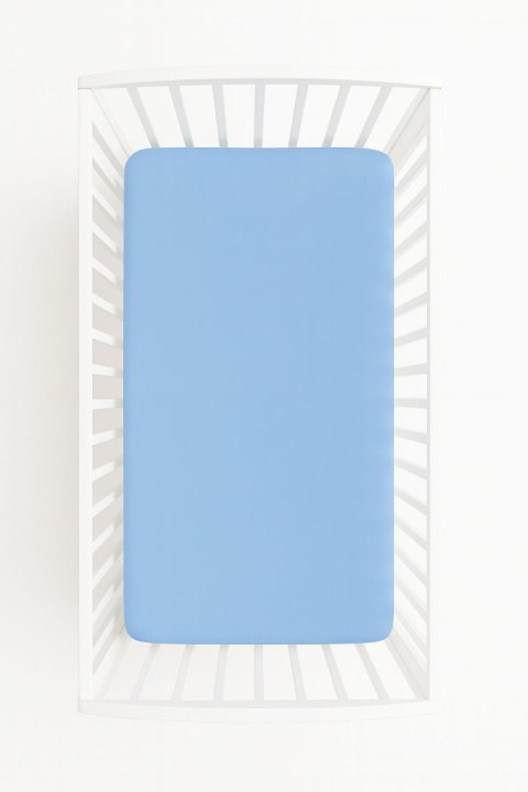 Prześcieradło jersey bawełna z gumką do łóżeczka 120x60cm - niebieskie