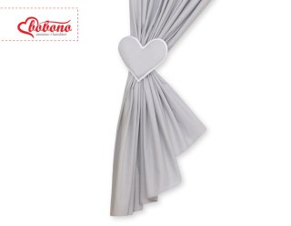 Zasłonki do pokoju dziecięcego- Wiszące serduszka kropki na szarym