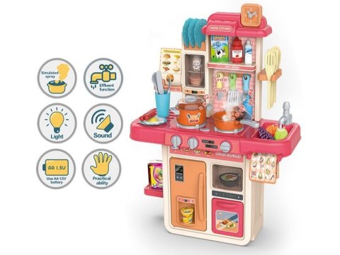 Multifunkcyjna Kuchnia Z Lodówką I Płytą Gazową, RÓŻOWA 42el. Przecena 3