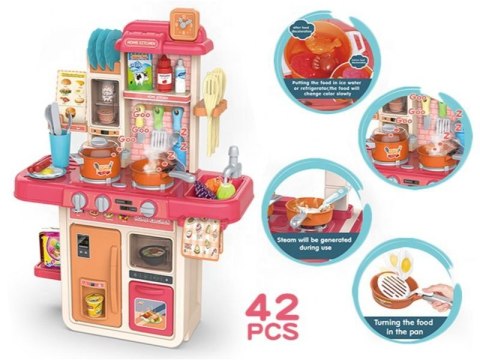 Multifunkcyjna Kuchnia Z Lodówką I Płytą Gazową, RÓŻOWA 42el. Przecena 3