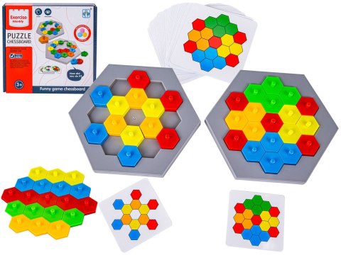 Edukacyjna Gra Logiczna Na Refleks Karty, Układanka "Puzzle Chessboard" Klocki + 30 kart