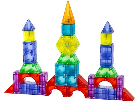Klocki Magnetyczne, Konstrukcyjne, Świecące Elementy, Figury 3D 134 El.