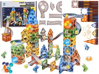 Klocki Magnetyczne Konstrukcyjne TOR KULKOWY Świecące Elementy 174 El. Kulodrom