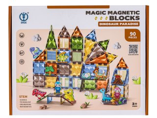 Konstrukcyjne Klocki Magnetyczne PARK DINOZAURÓW 90 El.