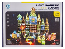 Konstrukcyjne Klocki Magnetyczne Świecące Elementy + Pojazdy 147 El.