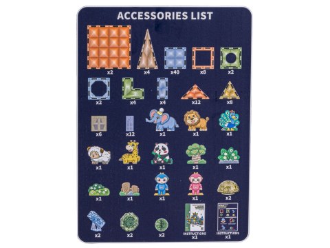 Konstrukcyjne Klocki Magnetyczne Świecące Elementy ZWIERZĘTA 124 El.