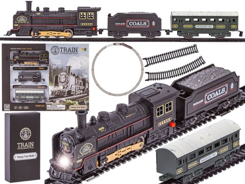 Elektryczna Kolejka Lokomotywa - Parowóz + 2 Wagony, Węglarka + Pasażerski